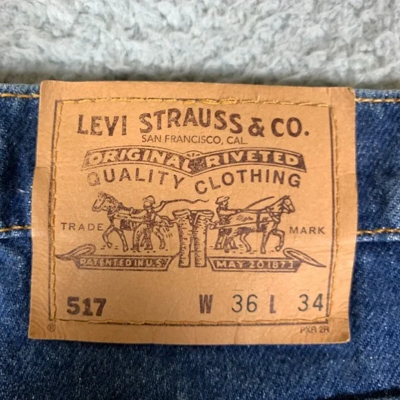 Vintage Levi's 517 Jeans Mens 36 x 34 Blue Orange Tab Straight USA Made 90s VTG